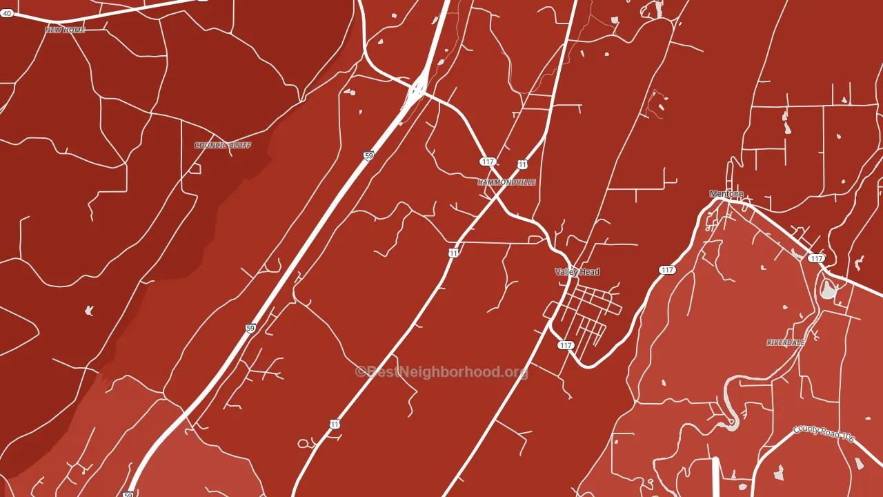 Hammondville, AL block-group political-lean map