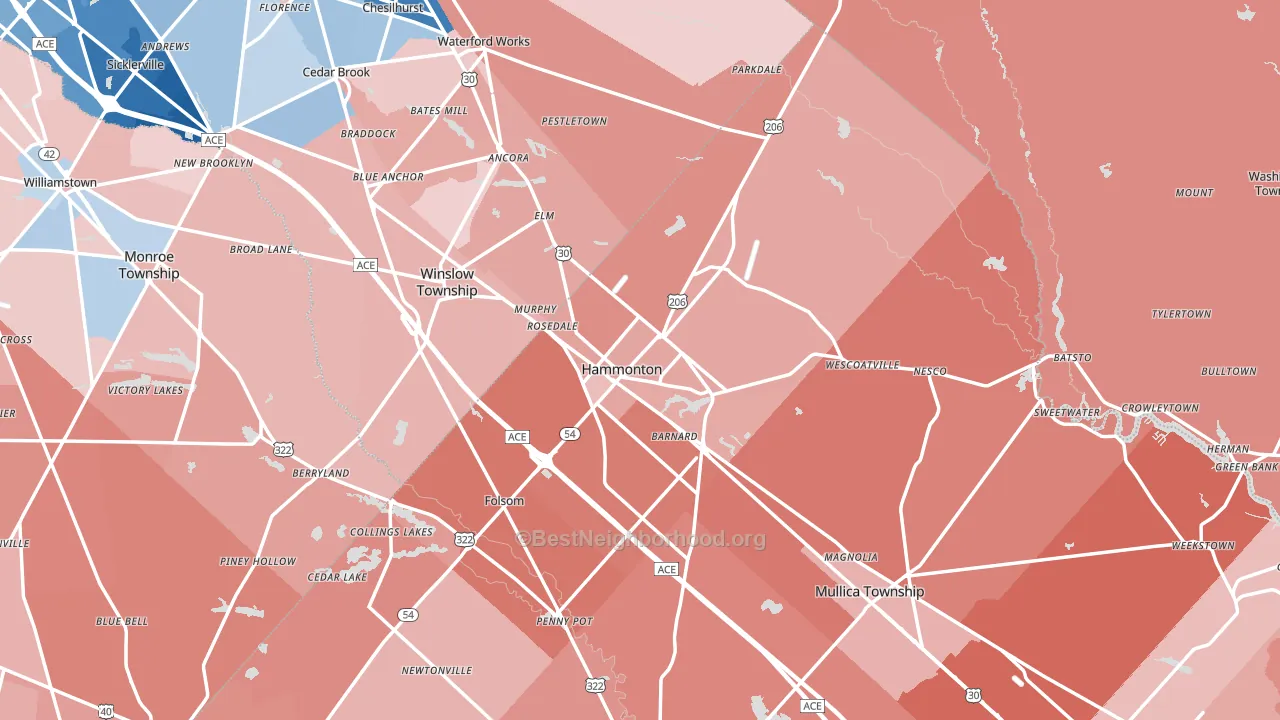 Hammonton, NJ block-group political-lean map