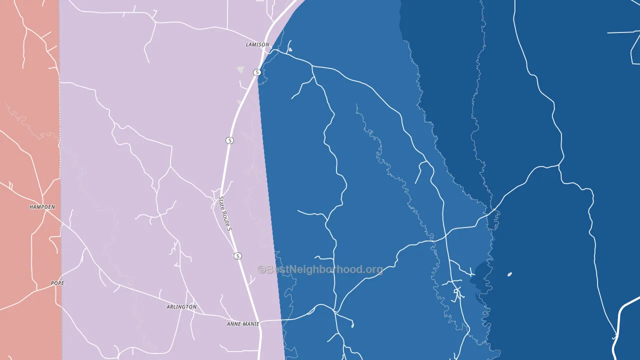 Hampden, AL block-group political-lean map