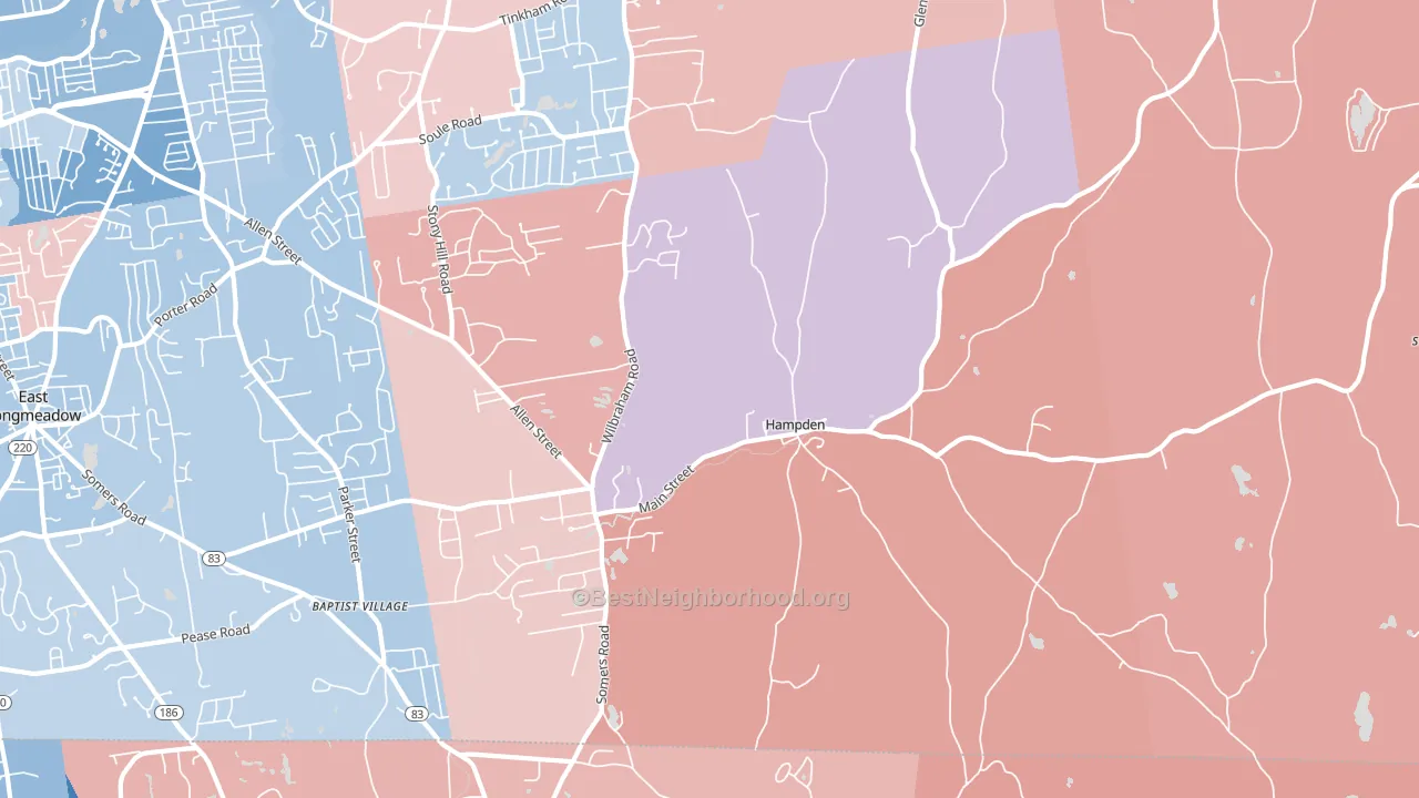 Hampden, MA block-group political-lean map