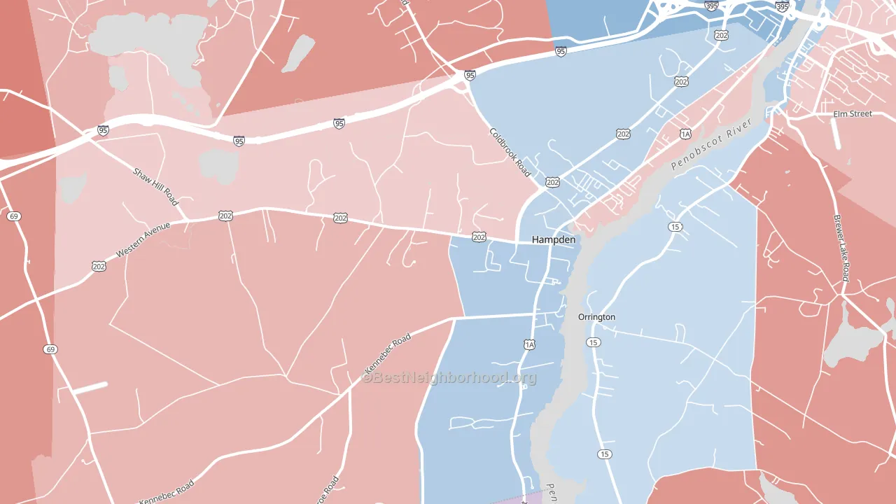 Hampden, ME block-group political-lean map