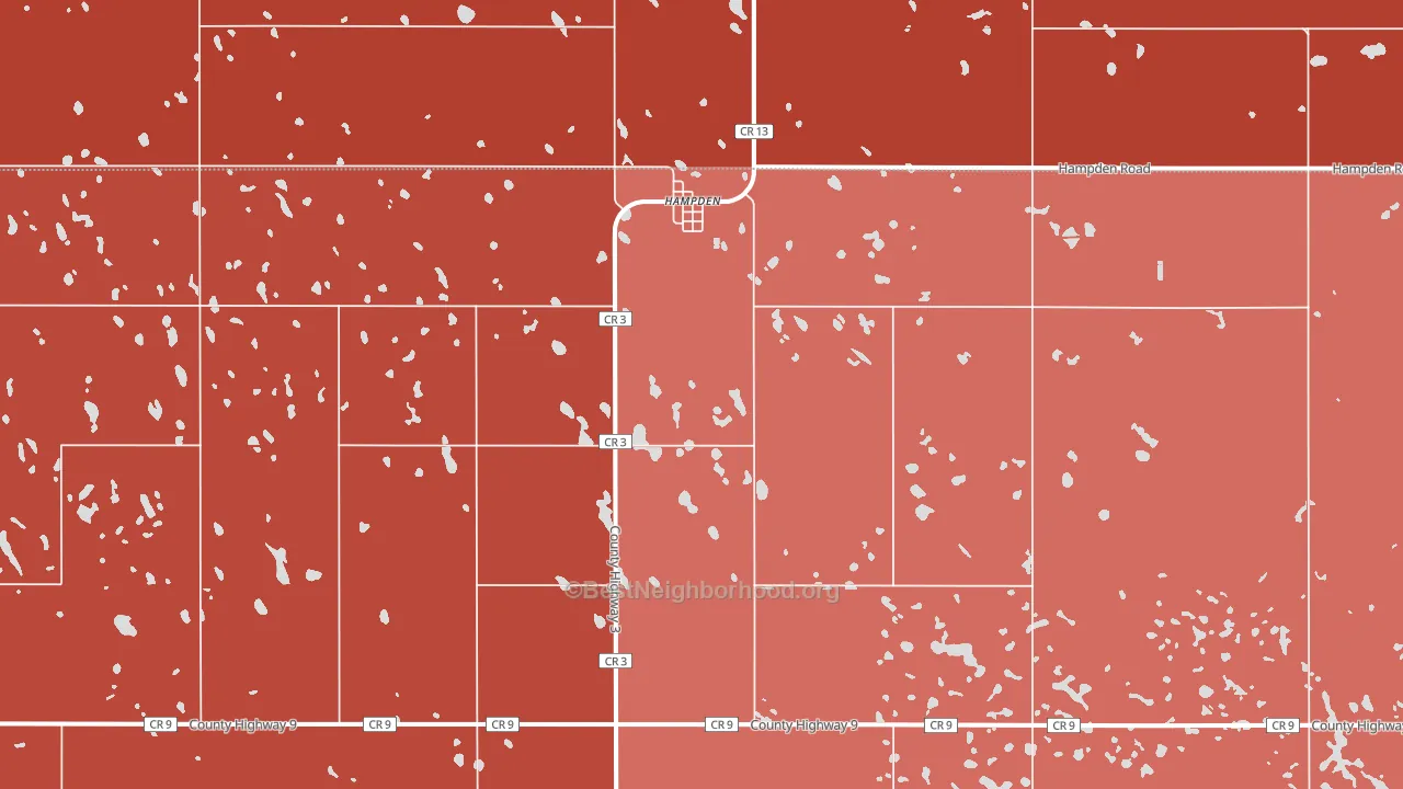 Hampden, ND block-group political-lean map