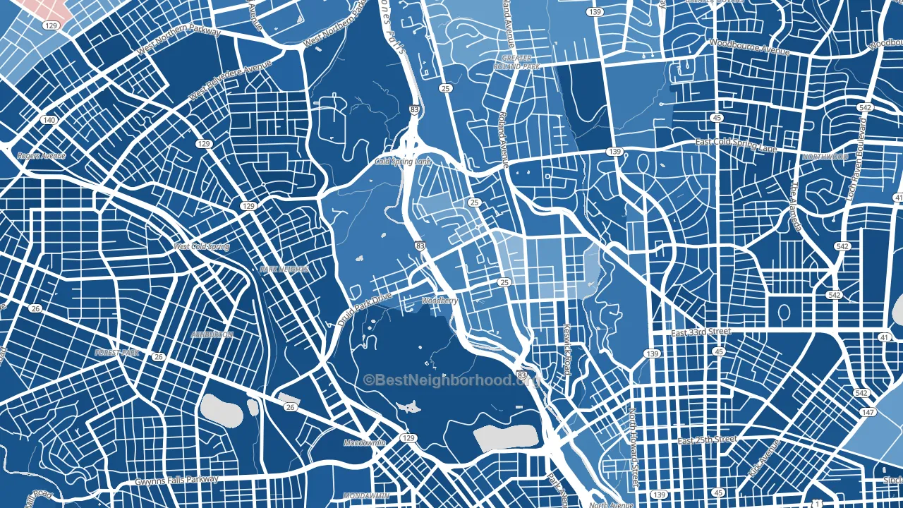 Hampden-Woodberry-Remington, Baltimore, MD block-group political-lean map