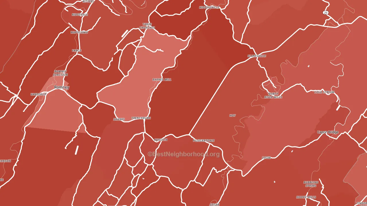 Hampshire County, WV block-group political-lean map
