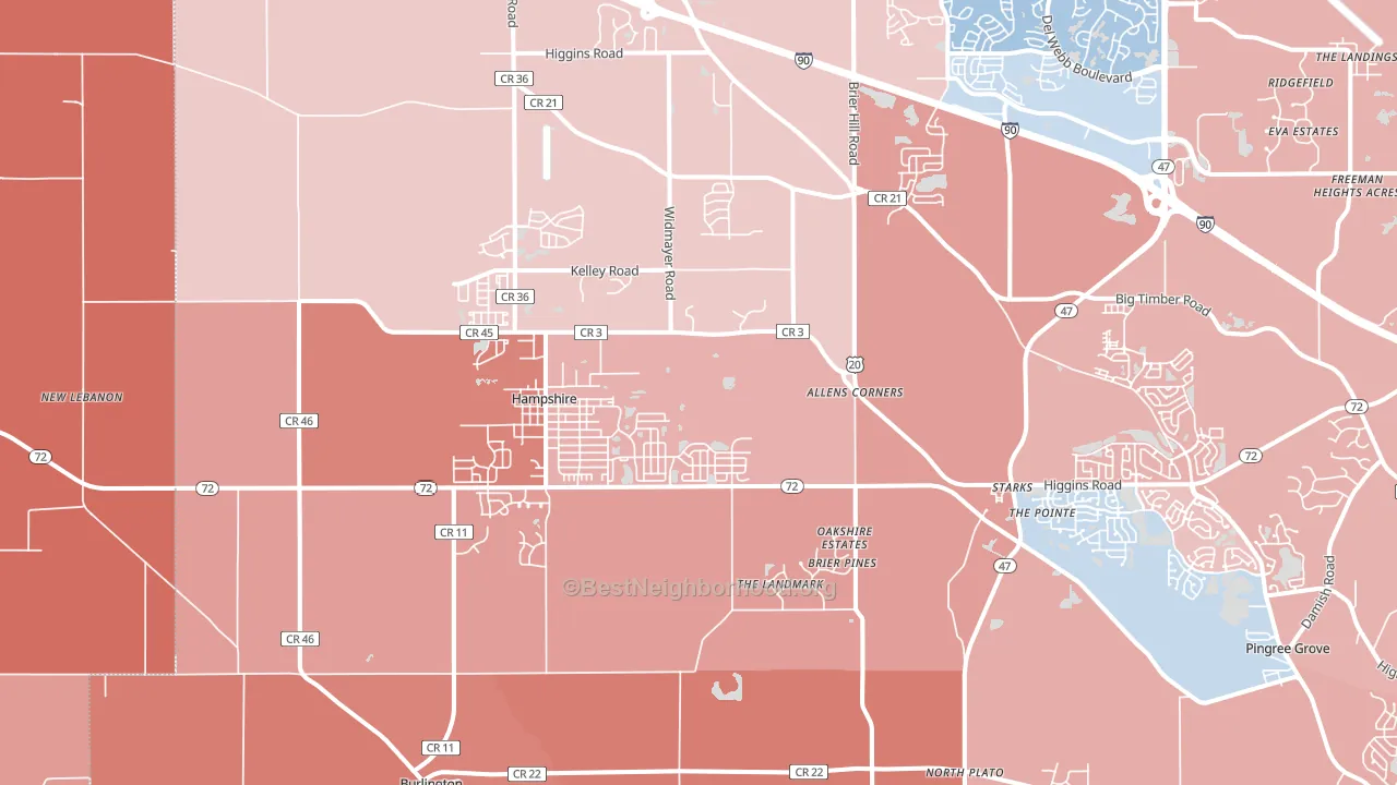 Hampshire, IL block-group political-lean map