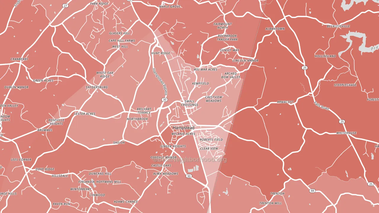 Hampstead, MD block-group political-lean map