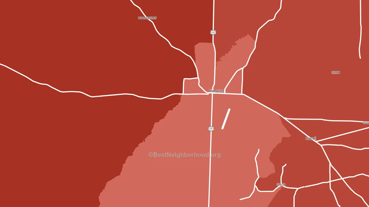 Hampton, AR block-group political-lean map