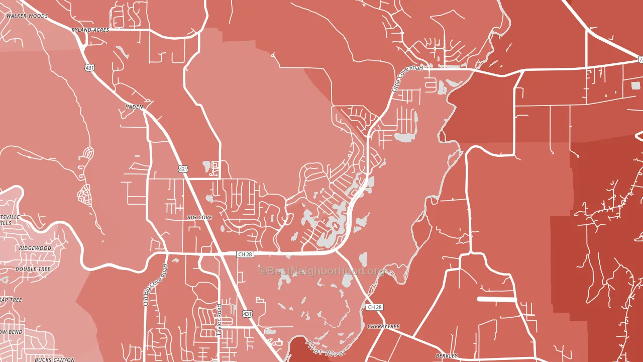 Hampton Cove, Owens Cross Roads, AL block-group political-lean map
