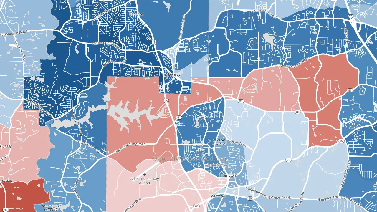 Hampton, GA block-group political-lean map
