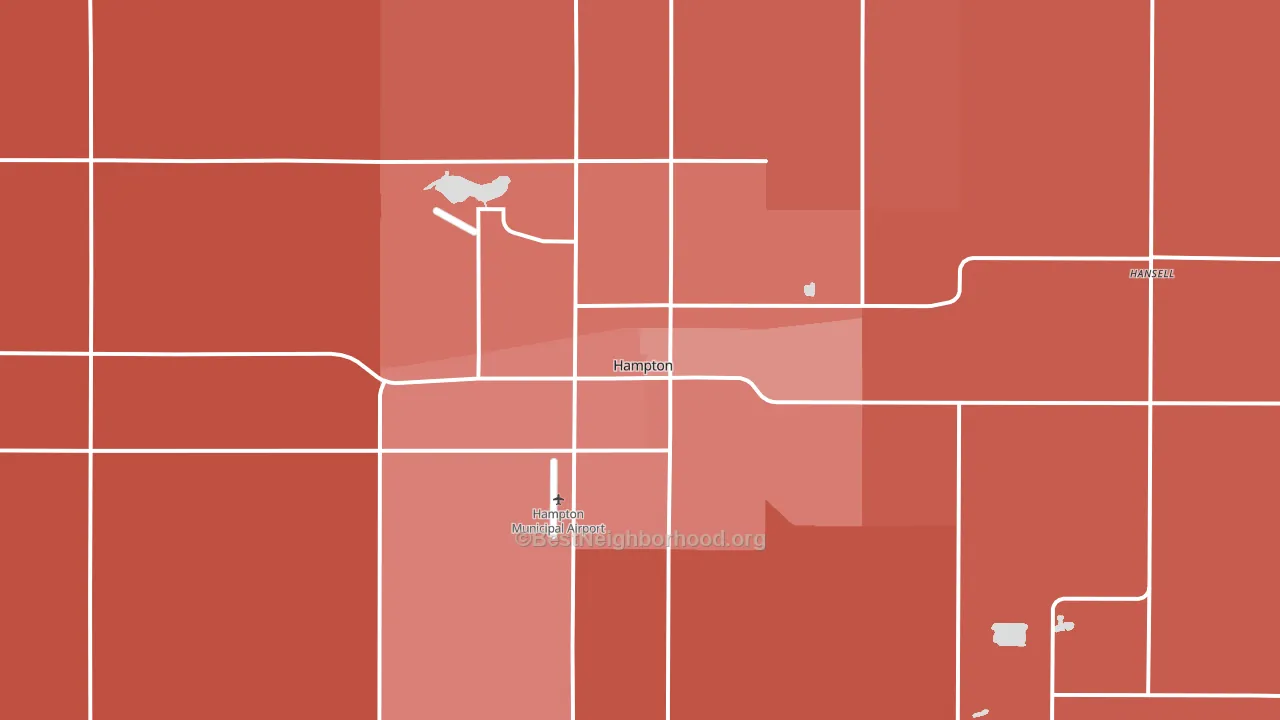 Hampton, IA block-group political-lean map