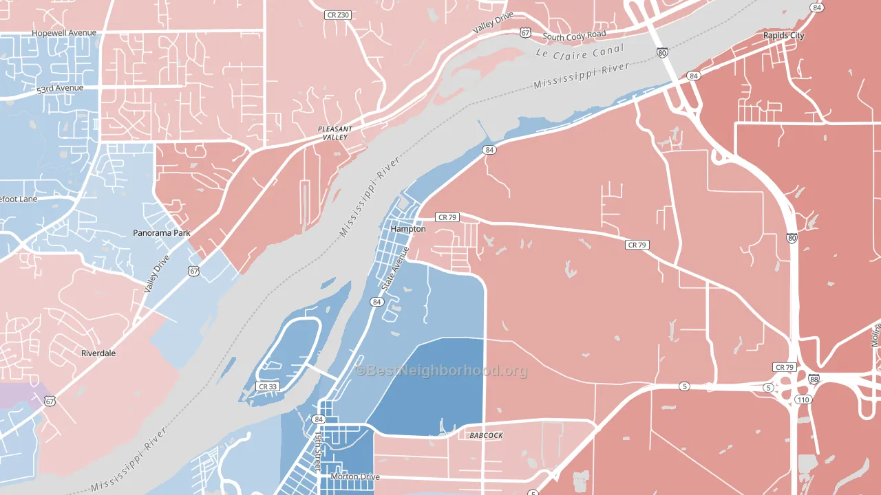 Hampton, IL block-group political-lean map