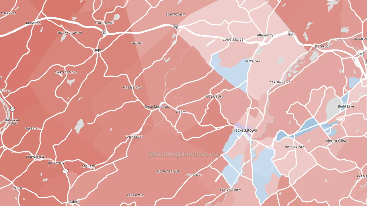 Hampton, NJ block-group political-lean map