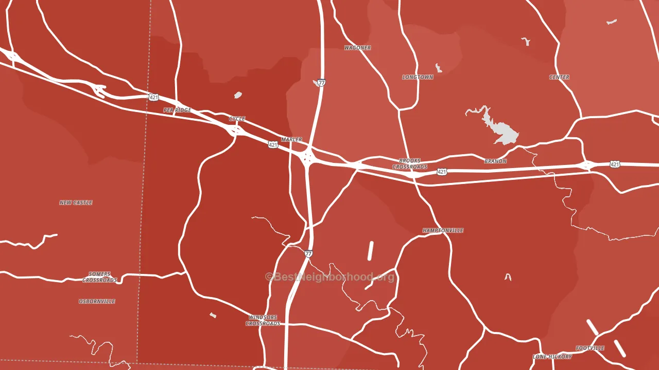 Hamptonville, NC block-group political-lean map