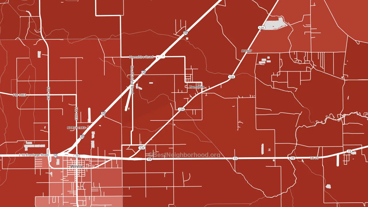 Hamshire, TX block-group political-lean map