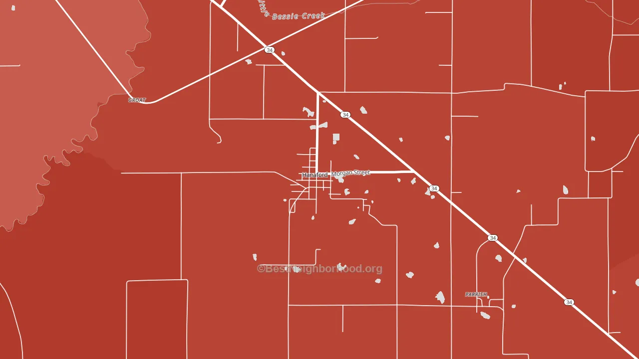 Hanaford, IL block-group political-lean map