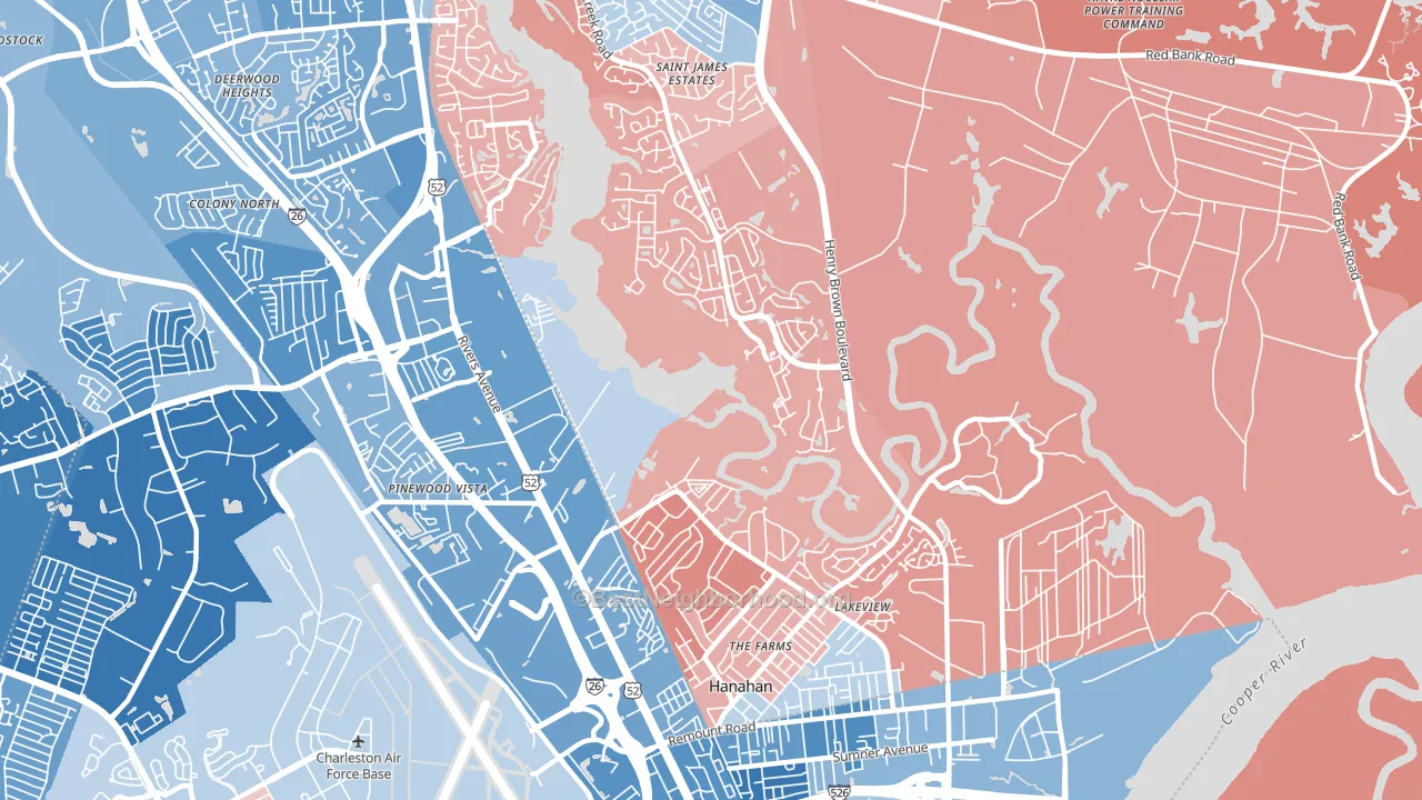 Hanahan, SC block-group political-lean map