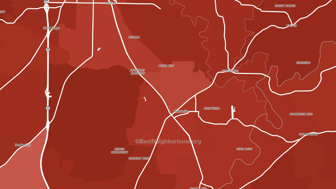 Hanceville, AL block-group political-lean map