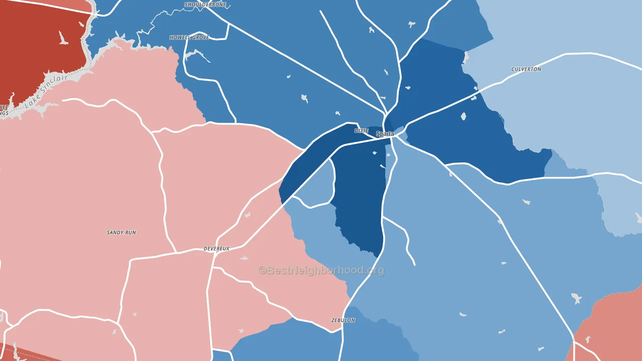 Hancock County, GA block-group political-lean map