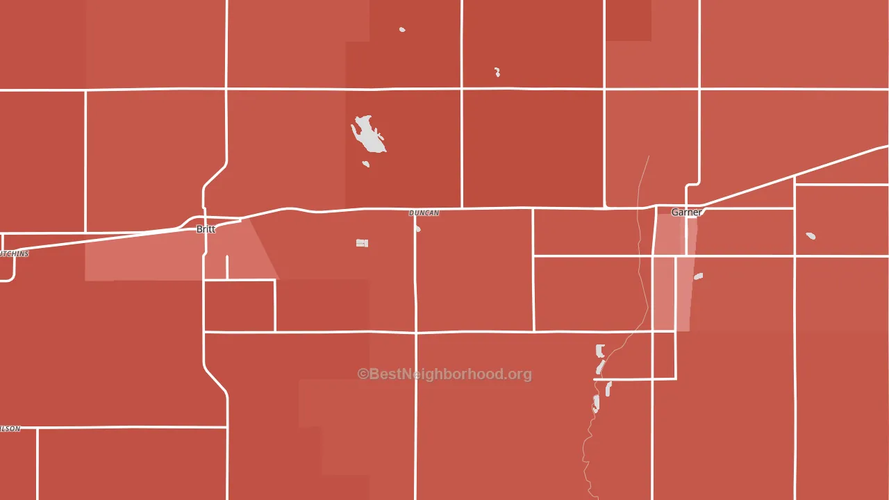 Hancock County, IA block-group political-lean map