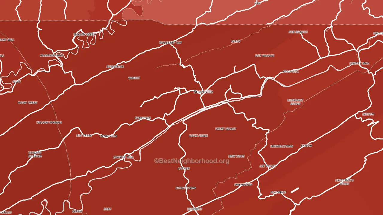Hancock County, TN block-group political-lean map