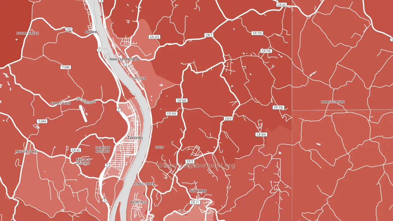 Hancock County, WV block-group political-lean map
