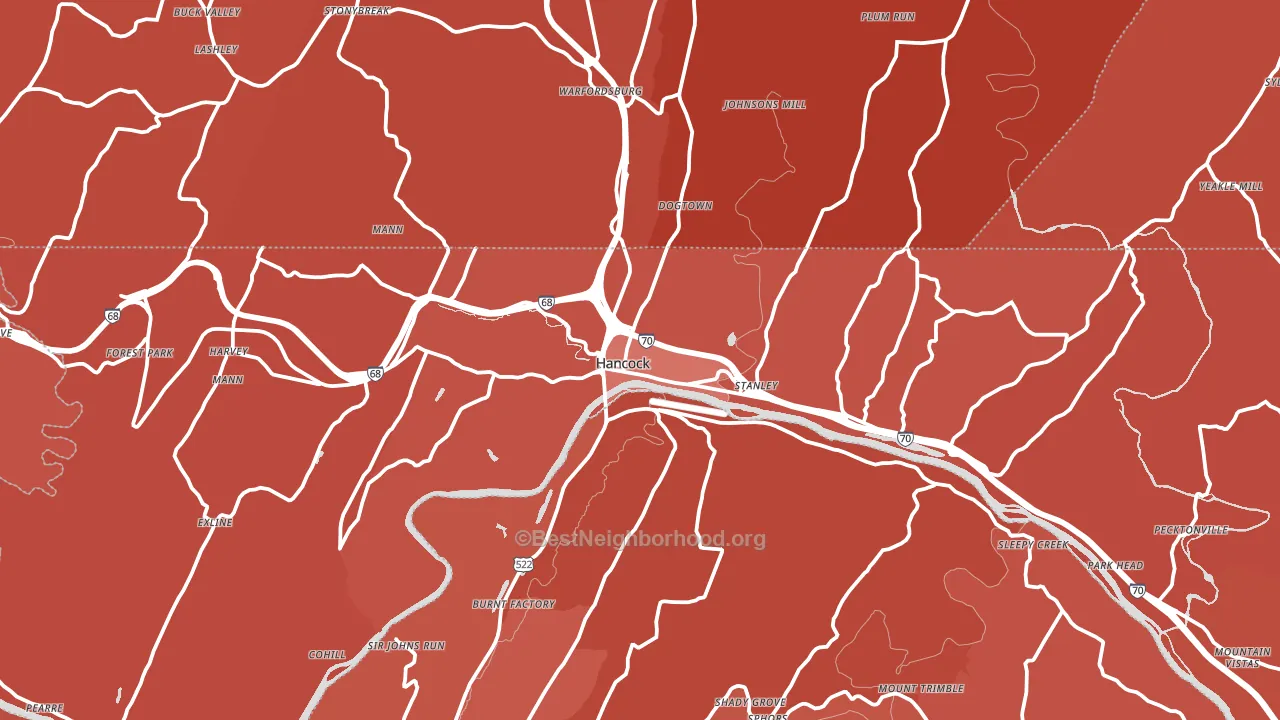 Hancock, MD block-group political-lean map