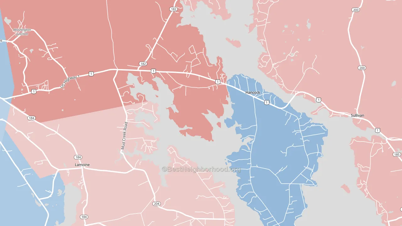 Hancock, ME block-group political-lean map