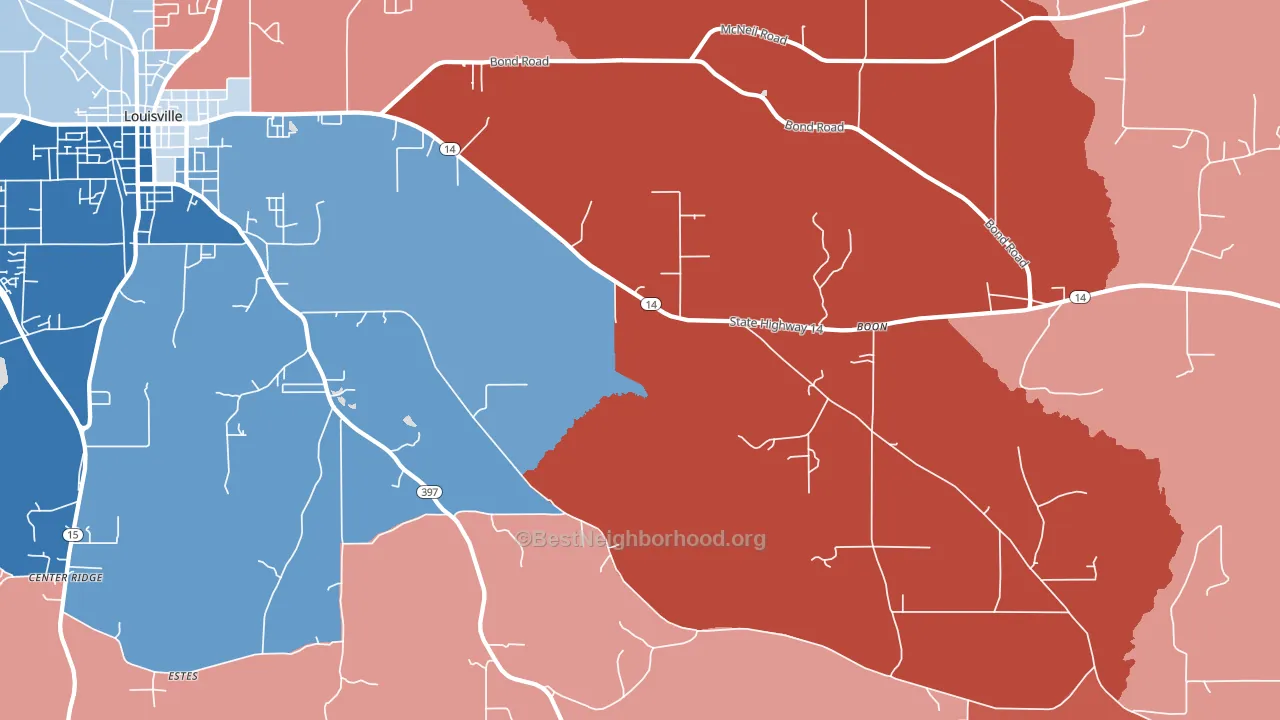 Handle, MS block-group political-lean map