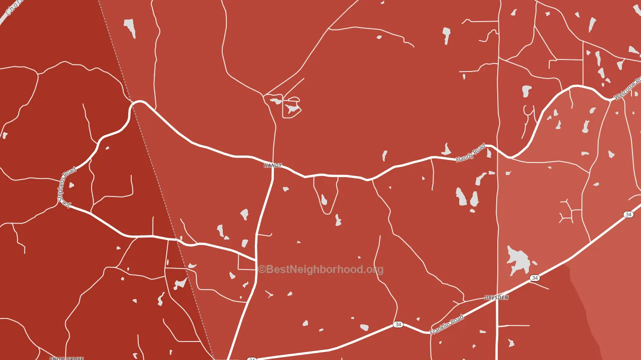 Handy, GA block-group political-lean map