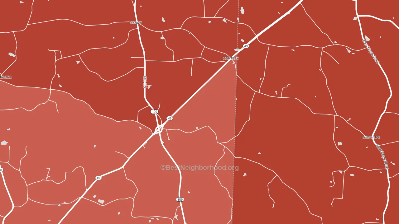 Handy, NC block-group political-lean map
