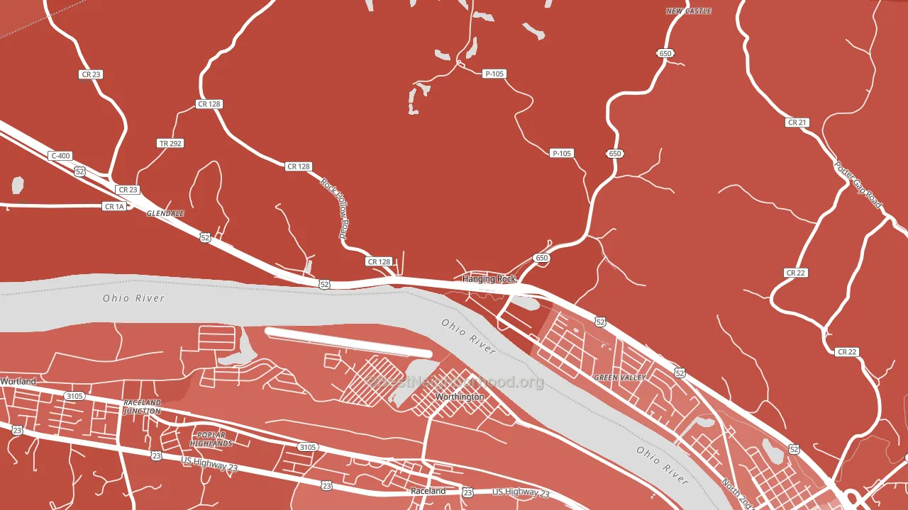 Hanging Rock, OH block-group political-lean map