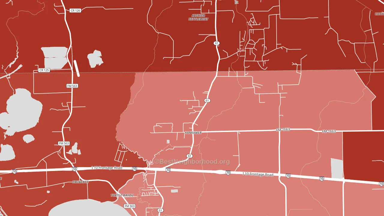Hankamer, TX block-group political-lean map