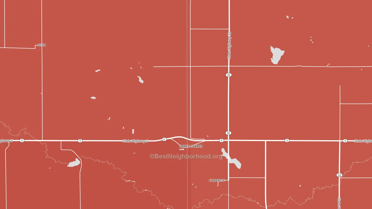 Hanks Corner, ND block-group political-lean map