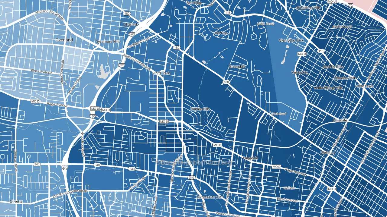 Hanley Hills, MO block-group political-lean map