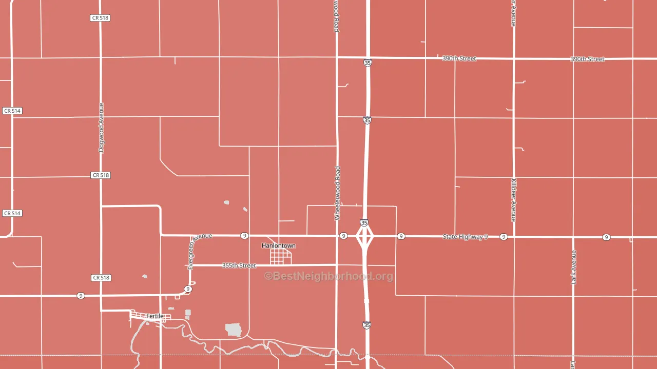Hanlontown, IA block-group political-lean map