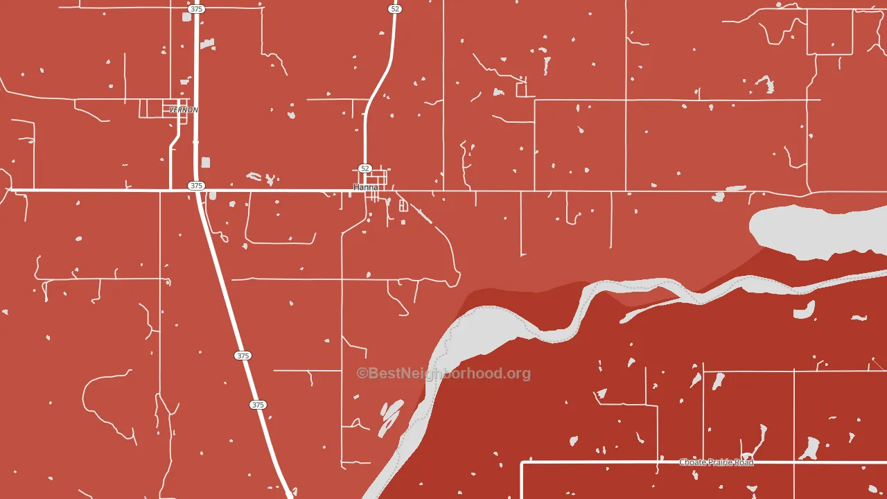 Hanna, OK block-group political-lean map
