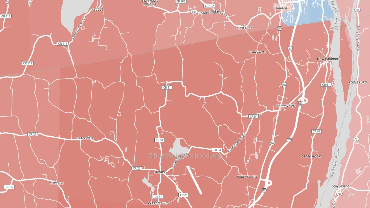 Hannacroix, NY block-group political-lean map