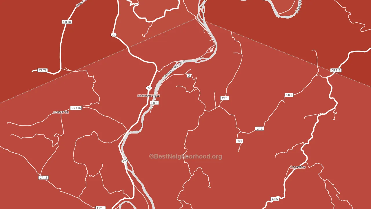 Hannahsville, WV block-group political-lean map