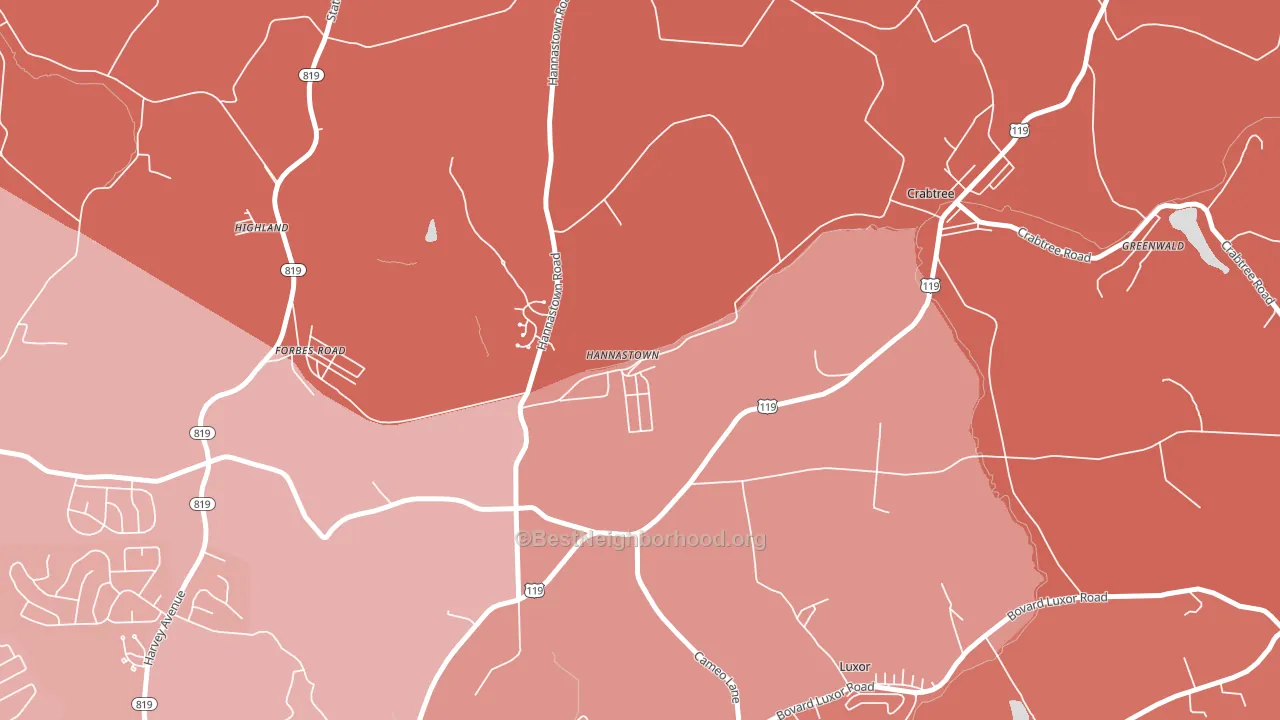 Hannastown, PA block-group political-lean map