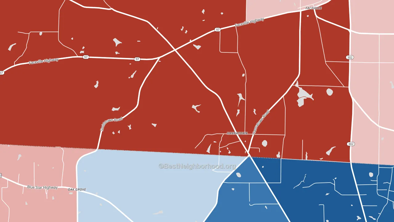 Hannatown, GA block-group political-lean map