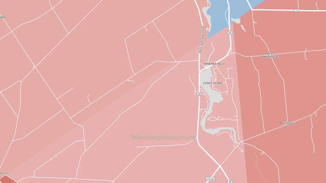 Hannawa Falls, NY block-group political-lean map