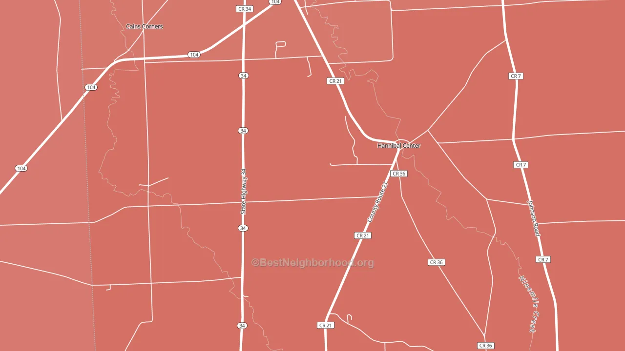 Hannibal Center, NY block-group political-lean map