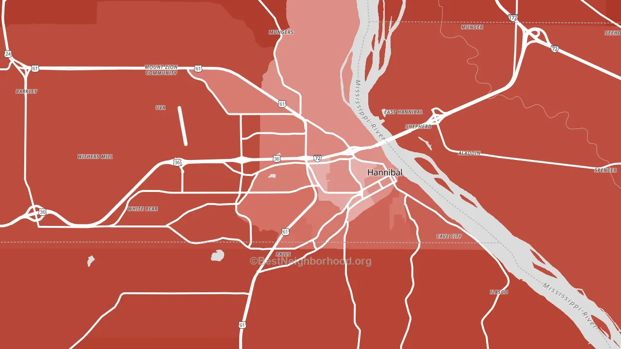 Hannibal, MO block-group political-lean map