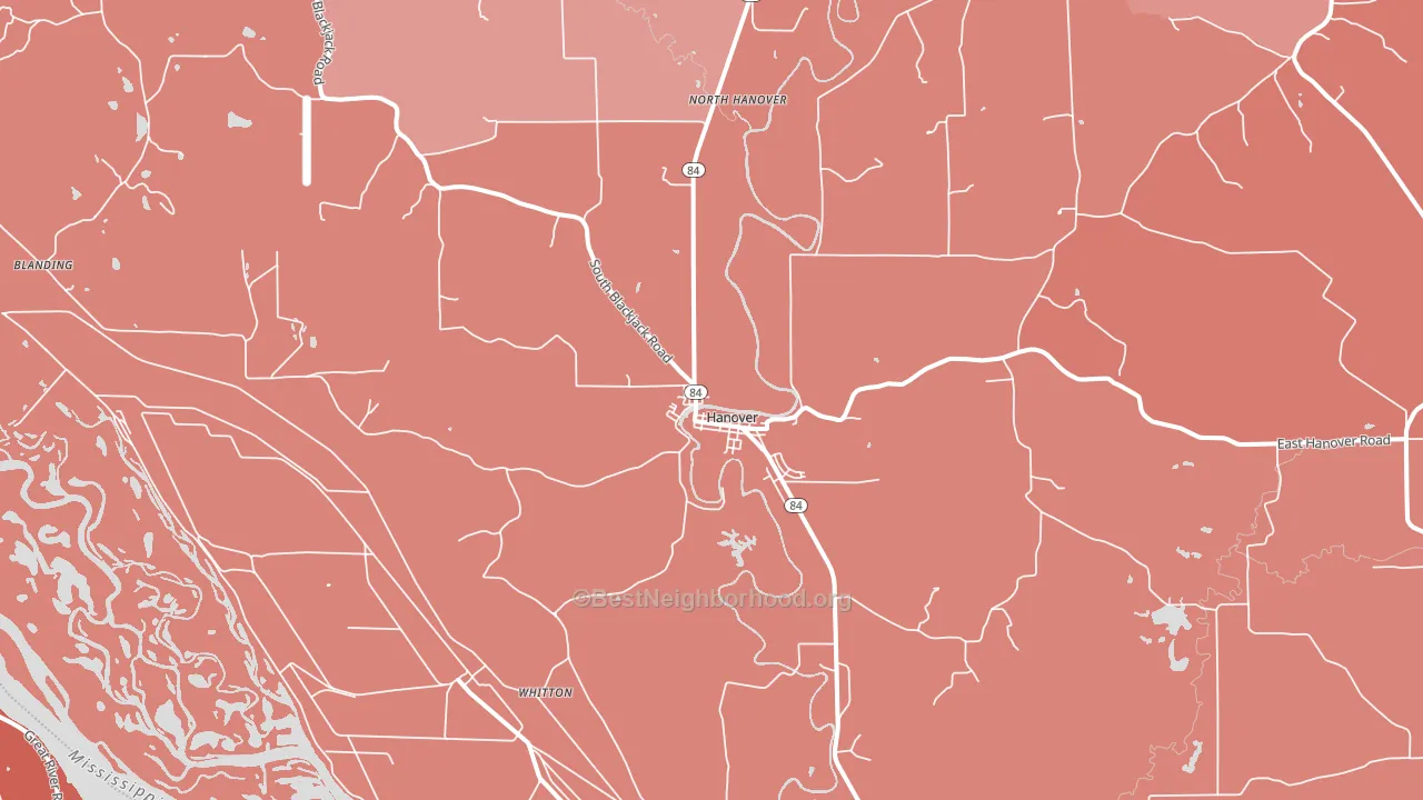 Hanover, IL block-group political-lean map