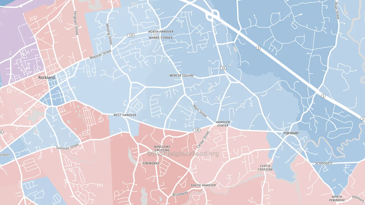 Hanover, MA block-group political-lean map