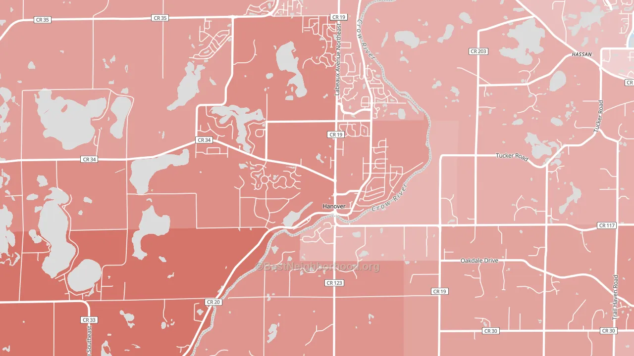 Hanover, MN block-group political-lean map