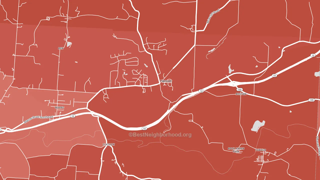 Hanover, OH block-group political-lean map
