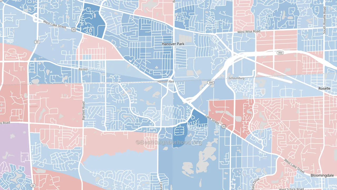 Hanover Park, IL block-group political-lean map