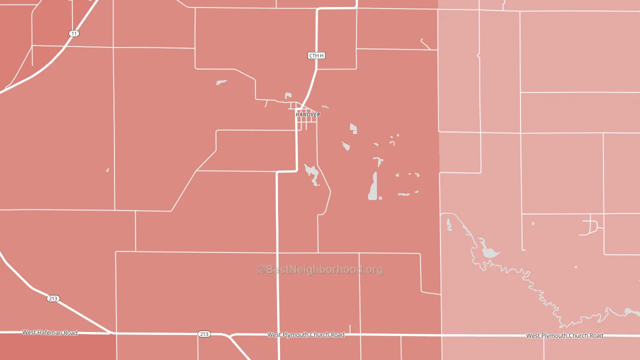 Hanover, WI block-group political-lean map