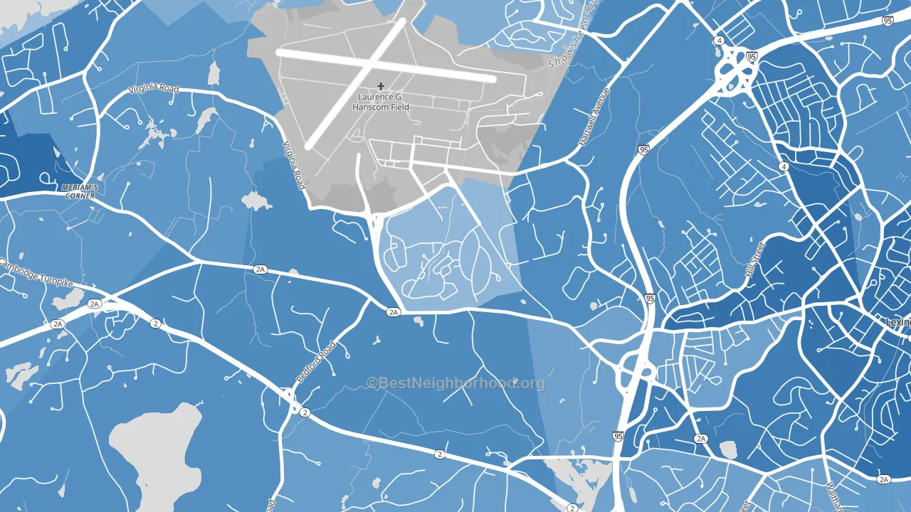 Hanscom Afb, MA block-group political-lean map